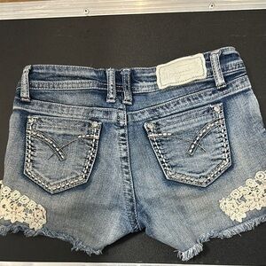 Shyanne Girls  distressed Jean short with lace decorations size 16